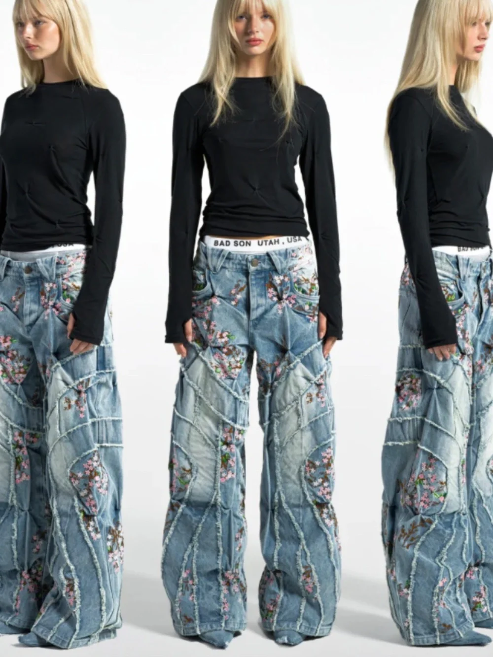 Badson Cherry Blossom Jeans  Unisex  Size XL - Picture 6 of 16